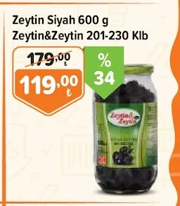 Zeytin Siyah 600 G Zeytin&Zeytin 201-230 Klb
