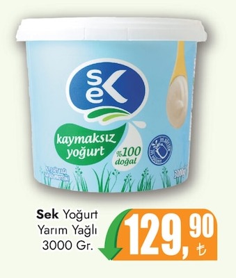 Sek Yoğurt Yarım Yağlı 3000 Gr.