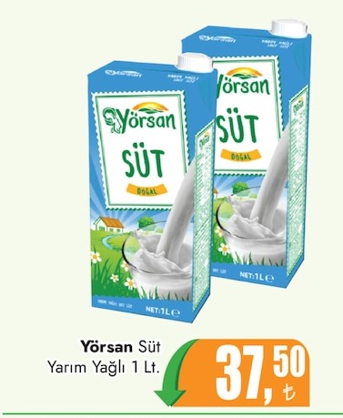 Yörsan Süt Yarım Yağlı 1 Lt.