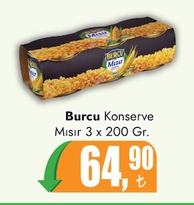 Burcu Konserve Mısır 3 X 200 Gr.