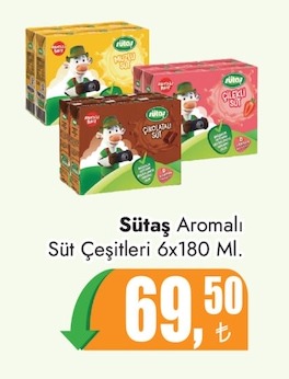 Sütaş Aromalı Süt Çeşitleri 6X180 Ml.