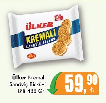 Ülker Kremalı Sandviç Bisküvi 8'Li 488 Gr.