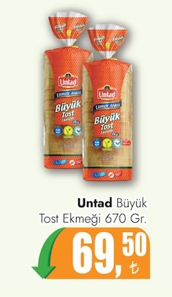 Untad Büyük Tost Ekmeği 670 Gr.
