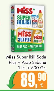 Miss Süper İkili Soda Plus + Arap Sabunu 1 Lt + 500 Gr