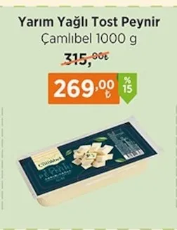 Yarım Yağlı Tost Peynir Çamlıbel 1000 G