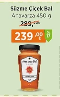 Süzme Çiçek Bal Anavarza 450 G
