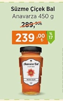 Süzme Çiçek Bal Anavarza 450 G