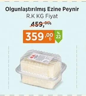 Olgunlaştırılmış Ezine Peynir R.K Kg Fiyat
