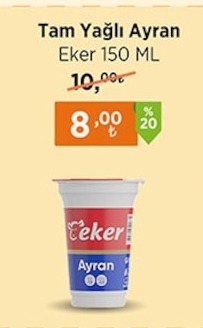 Tam Yağlı Ayran Eker 150 Ml