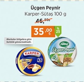 Üçgen Peynir Karper-Sütaş 100 G