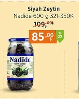 Siyah Zeytin Nadide 600 G 321-350K