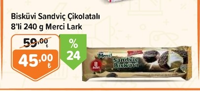 Bisküvi Sandviç Çikolatalı 8'Li 240 G Merci Lark