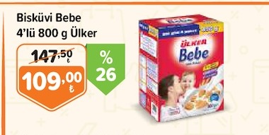Bisküvi Bebe 4'Lü 800 G Ülker