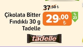 Çikolata Bitter Fındıklı 30 G Tadelle