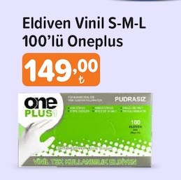 Eldiven Vinil S-M-L 100'Lü Oneplus