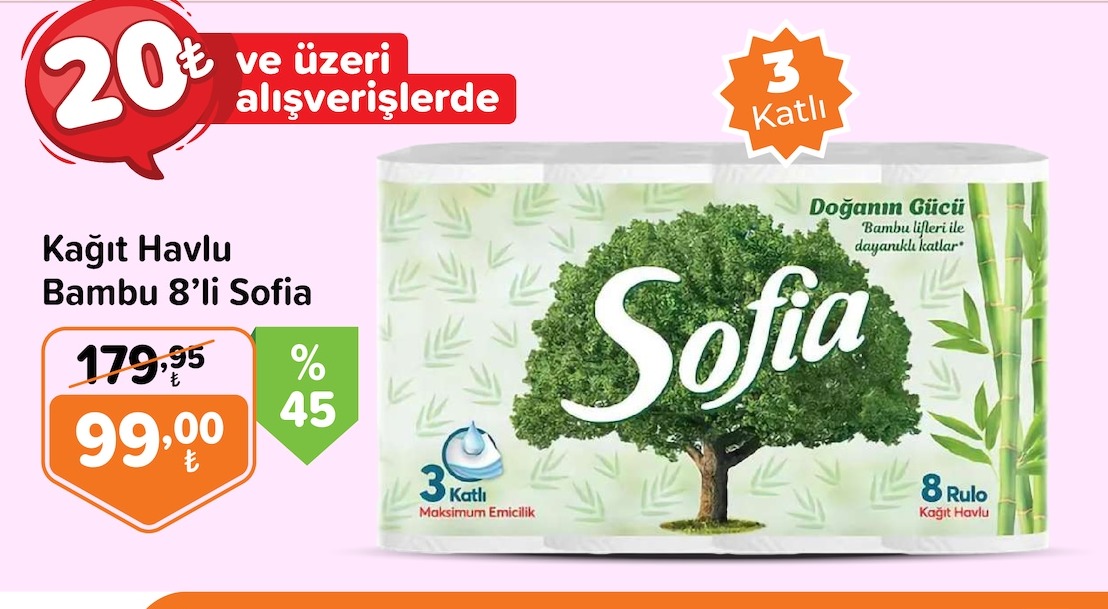 Kağıt Havlu Bambu 8'Li Sofia