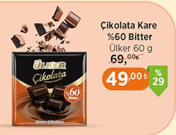 Ülker Çikolata Kare %60 Bitter 60 G