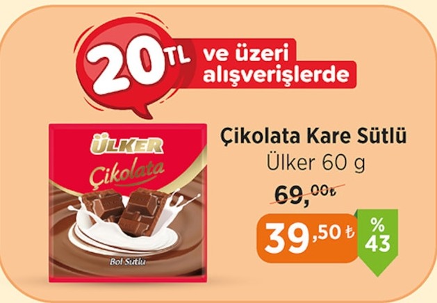 Ülker Çikolata Kare Sütlü 60 G