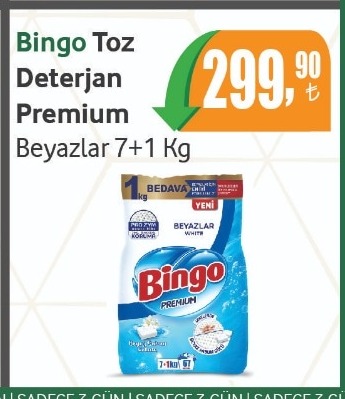 Bingo Toz Deterjan Premium Beyazlar 7+1 Kg