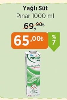 Yağlı Süt Pınar 1000 Ml