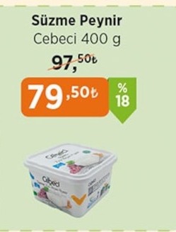 Süzme Peynir Cebeci 400 G