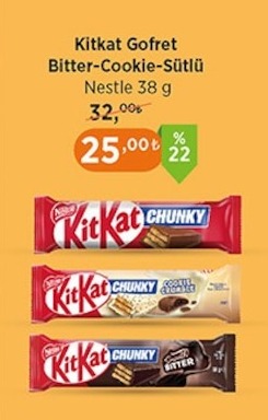 Kitkat Gofret Bitter-Cookie-Sütlü Nestle 38 G