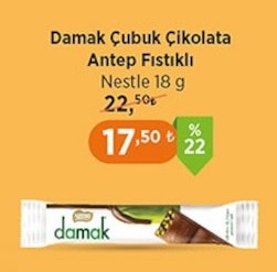 Damak Çubuk Çikolata Antep Fıstıklı 18 G