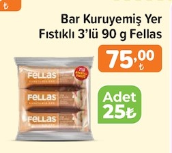 Bar Kuruyemiş Yer Fıstıklı 3'Lü 90 G Fellas