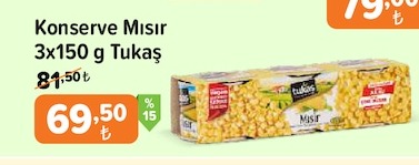 Konserve Mısır 3X150 G Tukaş