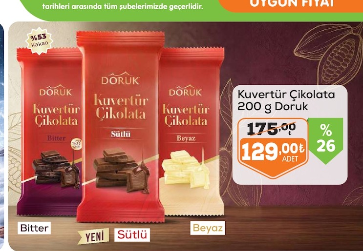 Kuvertür Çikolata 200 G Doruk