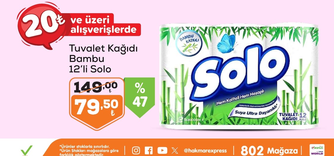 Tuvalet Kağıdı Bambu 12'Li Solo