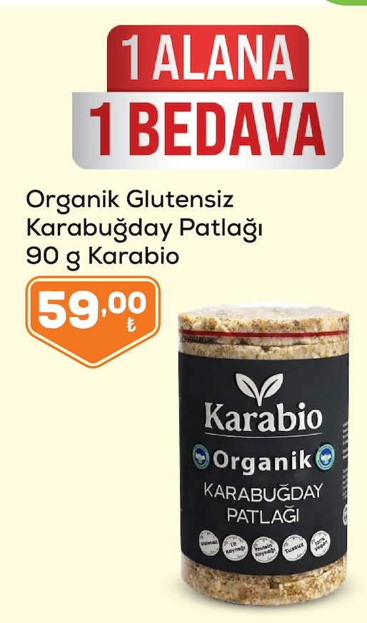 Organik Glutensiz Karabuğday Patlağı 90 G Karabo