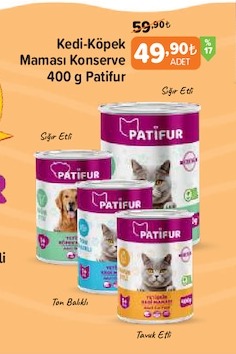 Kedi-Köpek Maması Konserve 400 G Patifur