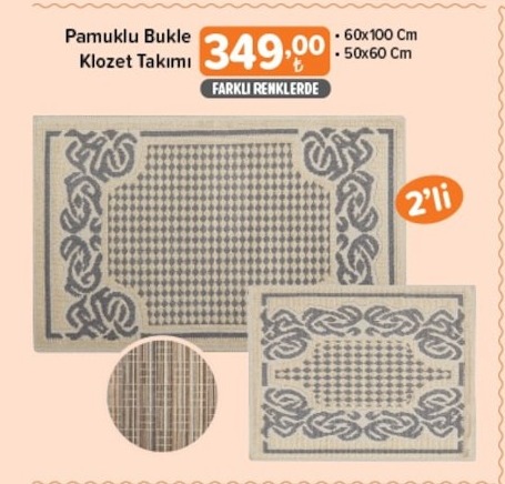 Pamuklu Bukle Klozet Takımı