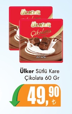Ülker Sütlü Kare Çikolata 60 Gr