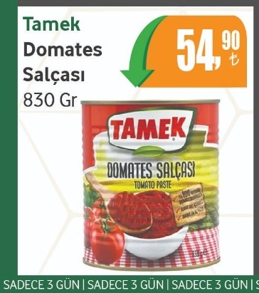 Tamek Domates Salçası 830 Gr