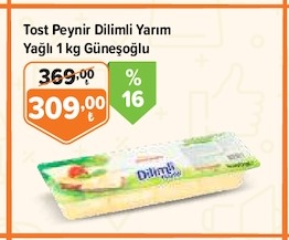 Tost Peynir Dilimli Yarım Yağlı 1 Kg Güneşoğlu