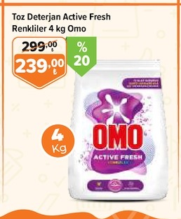 Toz Deterjan Active Fresh Renkliler 4 Kg Omo