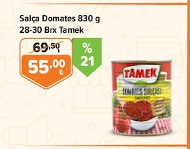 Salça Domates 830 G 28-30 Brx Tamek