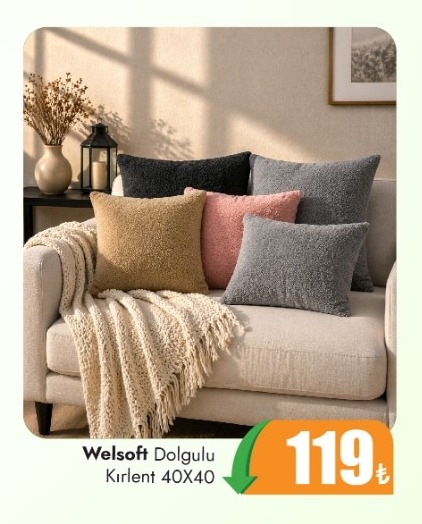 Welsoft Dolgulu Kırlent 40X40