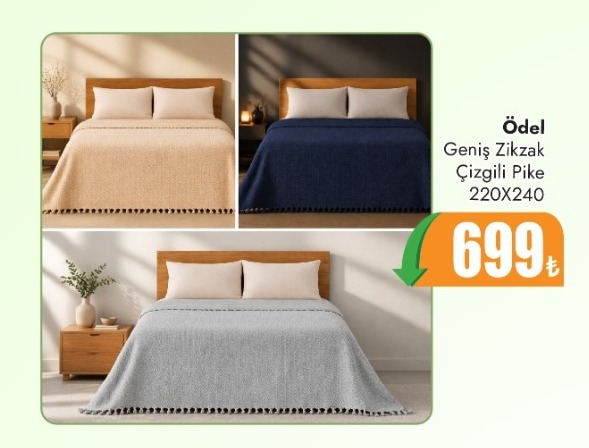 Ödel Geniş Zikzak Çizgili Pike 220X240