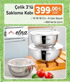 Çelik 3'Lü Saklama Kabı