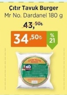 Çıtır Tavuk Burger Mr No. Dardanel 180 G