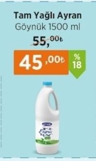 Tam Yağlı Ayran Göynük 1500 Ml