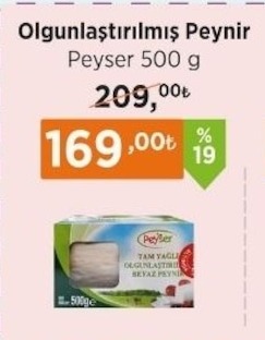 Olgunlaştırılmış Peynir Peyser 500 G