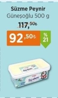 Süzme Peynir Güneşoğlu 500 G