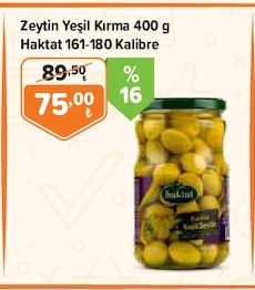 Zeytin Yeşil Kırma 400 G Haktat 161-180 Kalibre