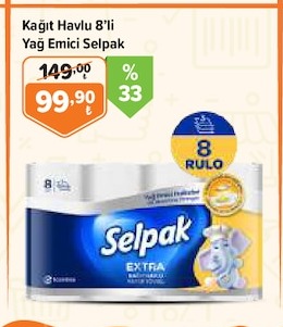 Kağıt Havlu 8'Li Yağ Emici Selpak