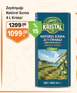 Zeytinyağı Natürel Sızma 4 L Kristal
