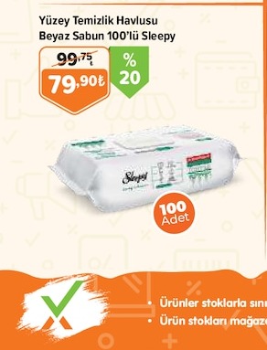 Yüzey Temizlik Havlusu Beyaz Sabun 100'Lü Sleepy